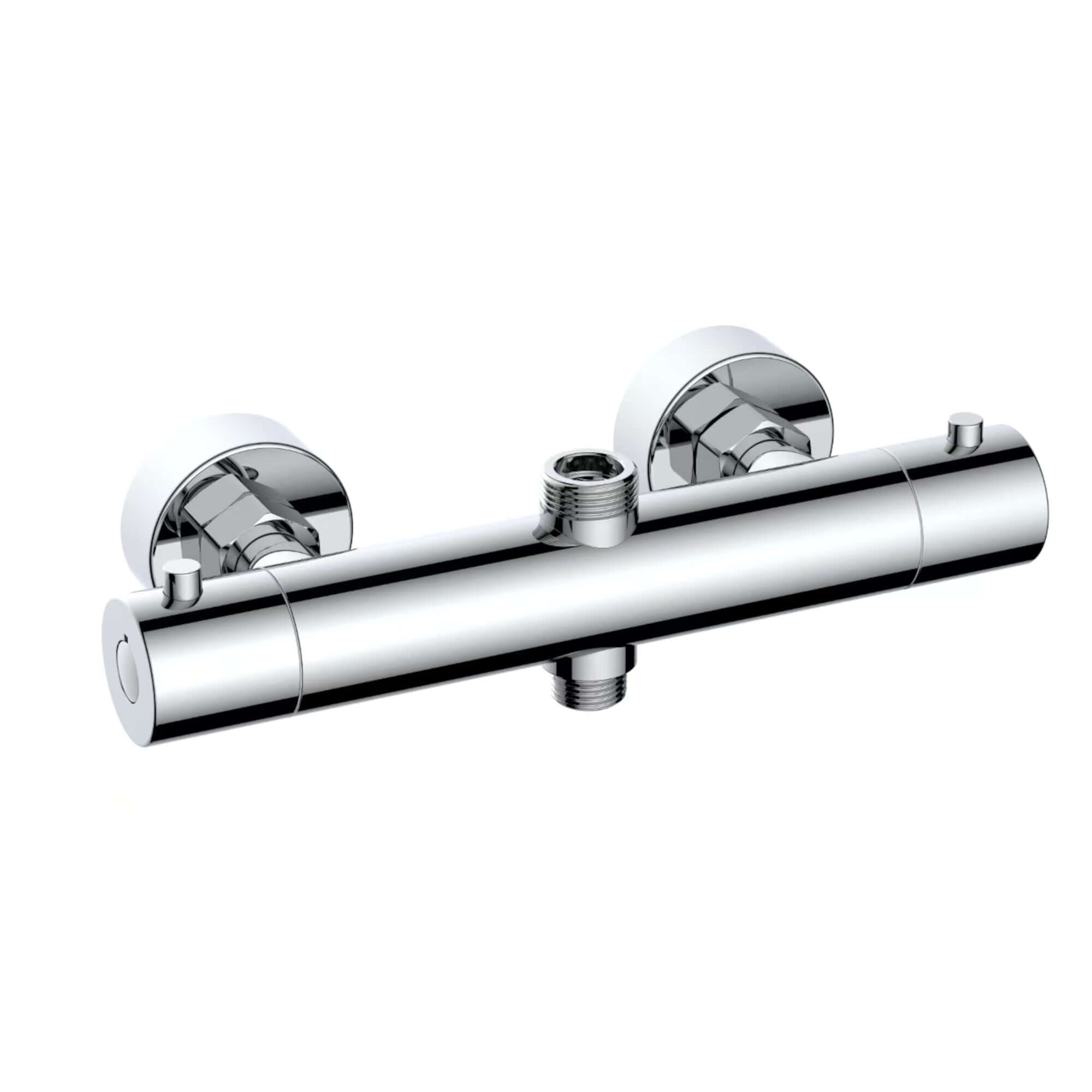 Dune contemporary two outlet 3/4" and 1/2" thermostatic bar shower mixer valve - chrome