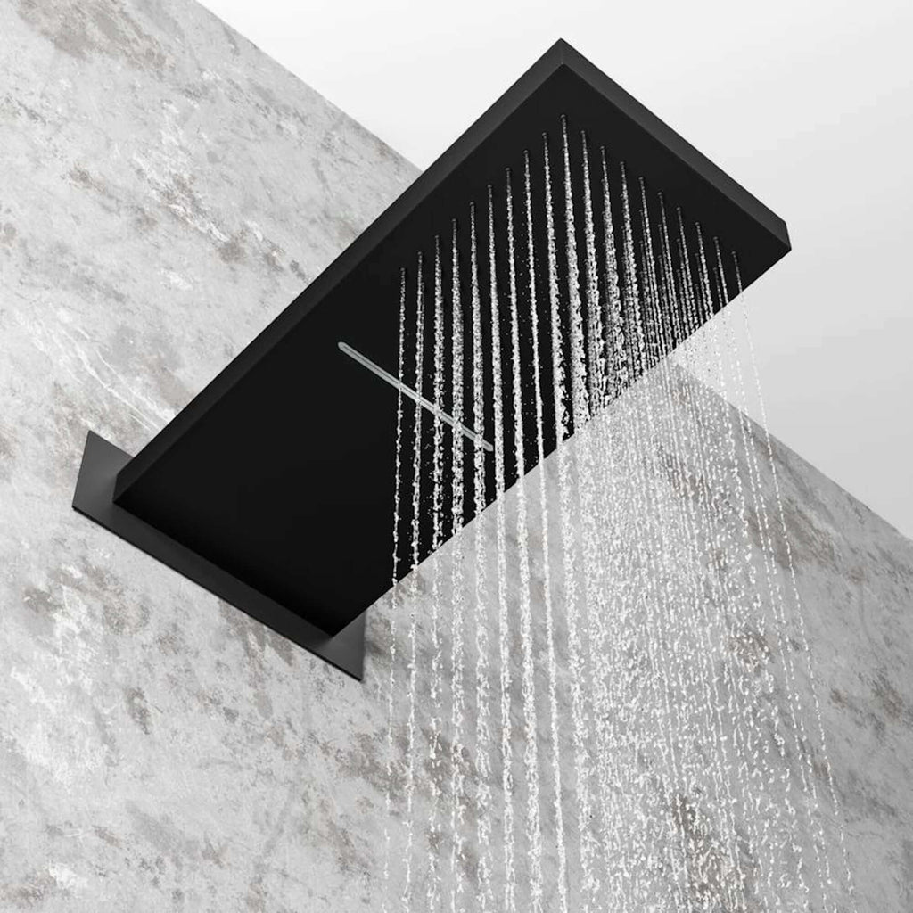Rectangular dual fixed shower head (waterfall + rainfall)  575 x 230mm - black