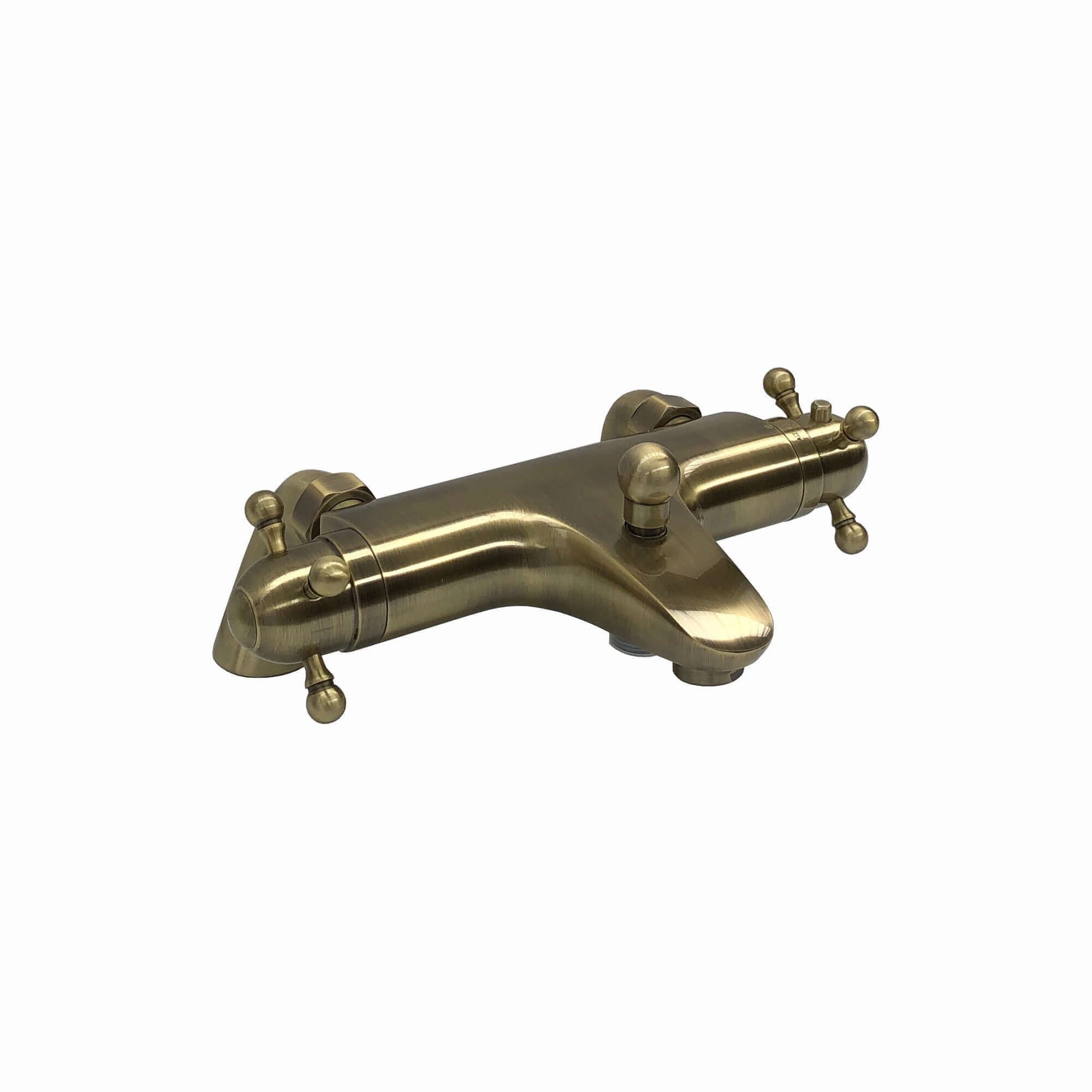 Gallant traditional thermostatic bath shower bar mixer valve deck mounted with slider rail kit - antique brass