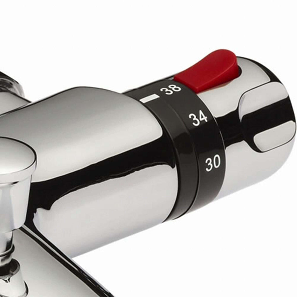 Luna thermostatic bath shower mixer tap deck mount - chrome (no handset)