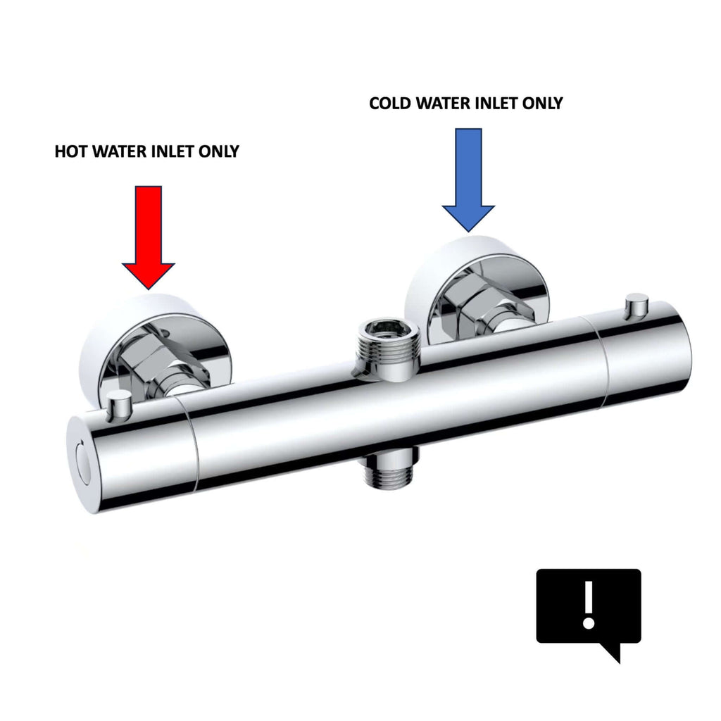 Dune contemporary two outlet 3/4" and 1/2" thermostatic bar shower mixer valve - chrome