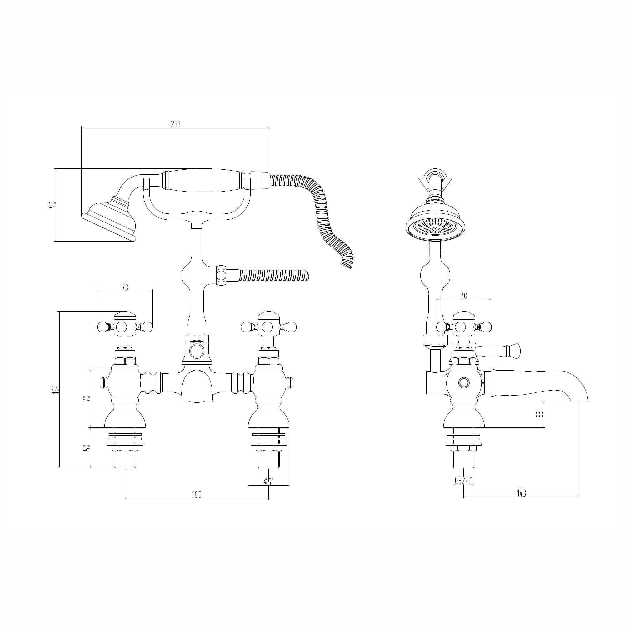 Camberley traditional bath shower mixer tap crosshead - antique brass