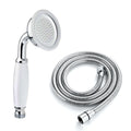Traditional Handheld Shower Head and Hose Kit Brass with White Ceramic Details - Chrome